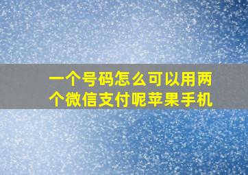 一个号码怎么可以用两个微信支付呢苹果手机