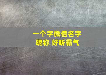 一个字微信名字 昵称 好听霸气