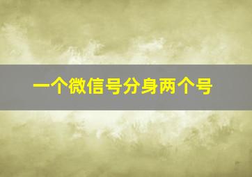 一个微信号分身两个号