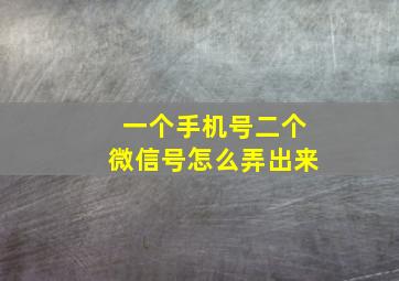 一个手机号二个微信号怎么弄出来