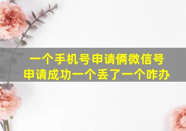 一个手机号申请俩微信号申请成功一个丢了一个咋办