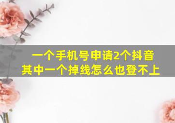 一个手机号申请2个抖音其中一个掉线怎么也登不上