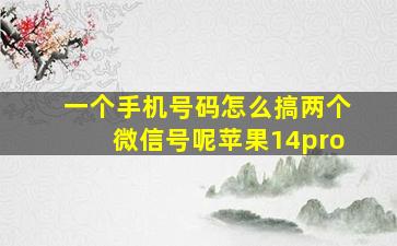 一个手机号码怎么搞两个微信号呢苹果14pro