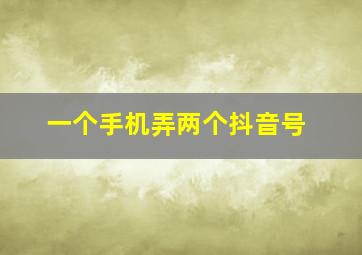 一个手机弄两个抖音号