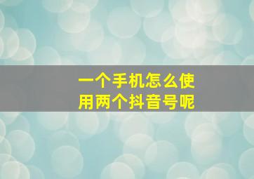 一个手机怎么使用两个抖音号呢