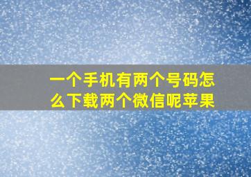 一个手机有两个号码怎么下载两个微信呢苹果