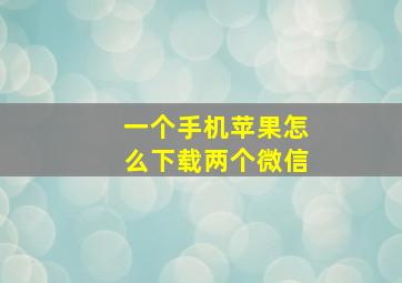 一个手机苹果怎么下载两个微信