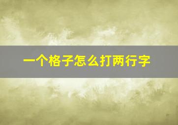 一个格子怎么打两行字