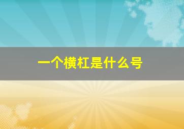 一个横杠是什么号