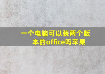 一个电脑可以装两个版本的office吗苹果