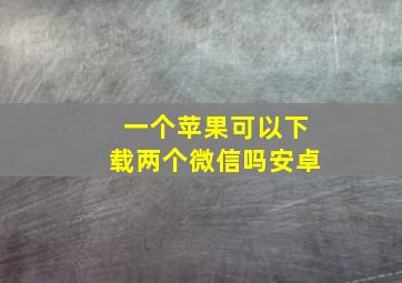 一个苹果可以下载两个微信吗安卓