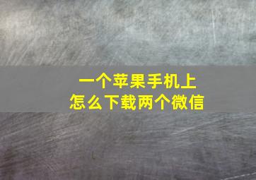 一个苹果手机上怎么下载两个微信