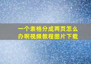 一个表格分成两页怎么办啊视频教程图片下载