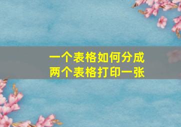 一个表格如何分成两个表格打印一张