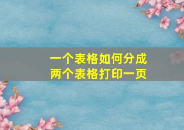 一个表格如何分成两个表格打印一页