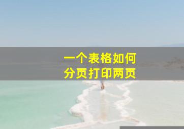 一个表格如何分页打印两页