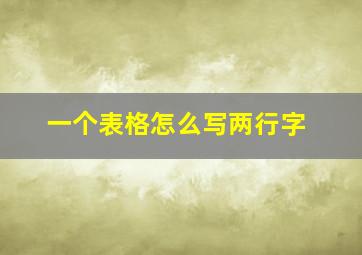 一个表格怎么写两行字