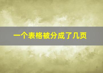 一个表格被分成了几页