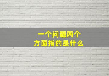 一个问题两个方面指的是什么