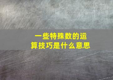 一些特殊数的运算技巧是什么意思