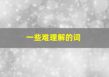 一些难理解的词