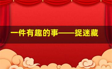 一件有趣的事――捉迷藏