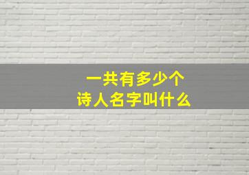 一共有多少个诗人名字叫什么