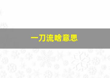 一刀流啥意思