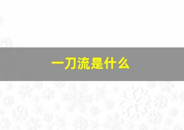 一刀流是什么