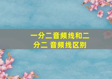 一分二音频线和二分二 音频线区别