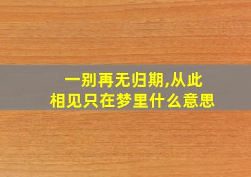 一别再无归期,从此相见只在梦里什么意思