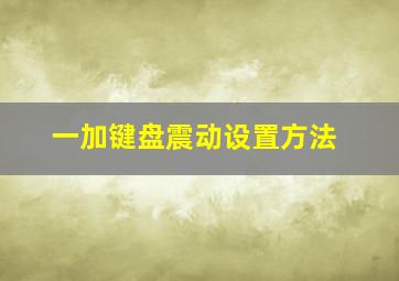 一加键盘震动设置方法