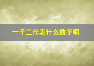 一千二代表什么数字啊