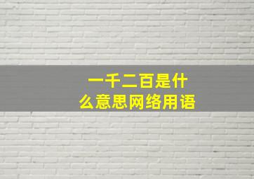 一千二百是什么意思网络用语