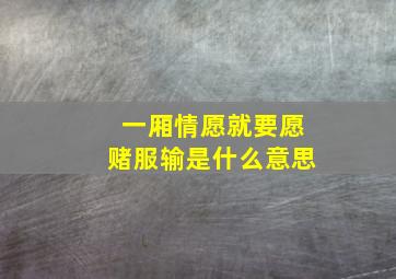 一厢情愿就要愿赌服输是什么意思