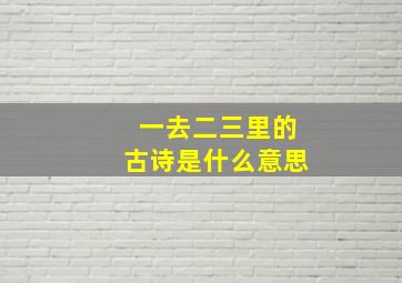 一去二三里的古诗是什么意思