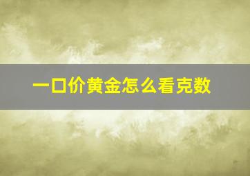 一口价黄金怎么看克数