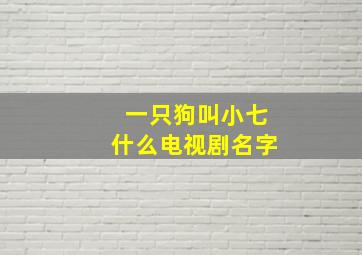 一只狗叫小七什么电视剧名字