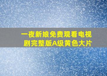 一夜新娘免费观看电视剧完整版A级黄色大片