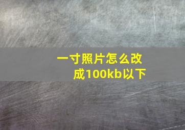 一寸照片怎么改成100kb以下