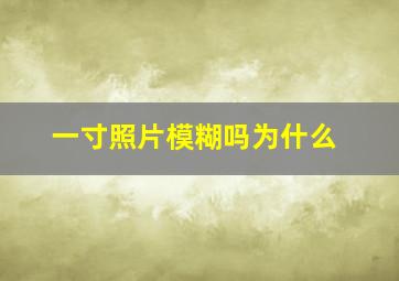 一寸照片模糊吗为什么