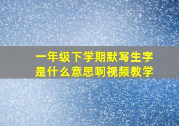 一年级下学期默写生字是什么意思啊视频教学