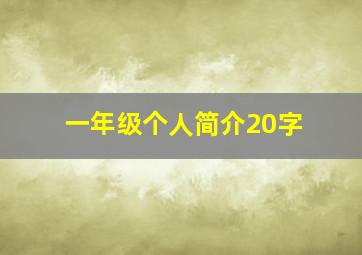 一年级个人简介20字