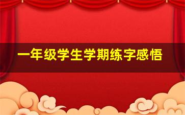 一年级学生学期练字感悟