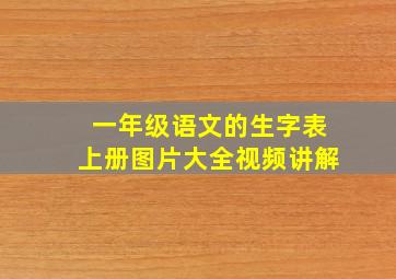 一年级语文的生字表上册图片大全视频讲解