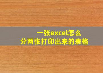 一张excel怎么分两张打印出来的表格