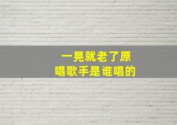 一晃就老了原唱歌手是谁唱的