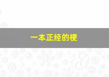 一本正经的梗