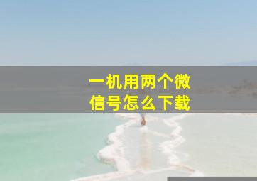 一机用两个微信号怎么下载