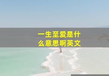 一生至爱是什么意思啊英文